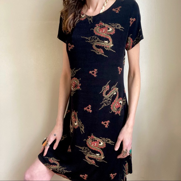 Vintage dragon print dress - Picture 3 of 6